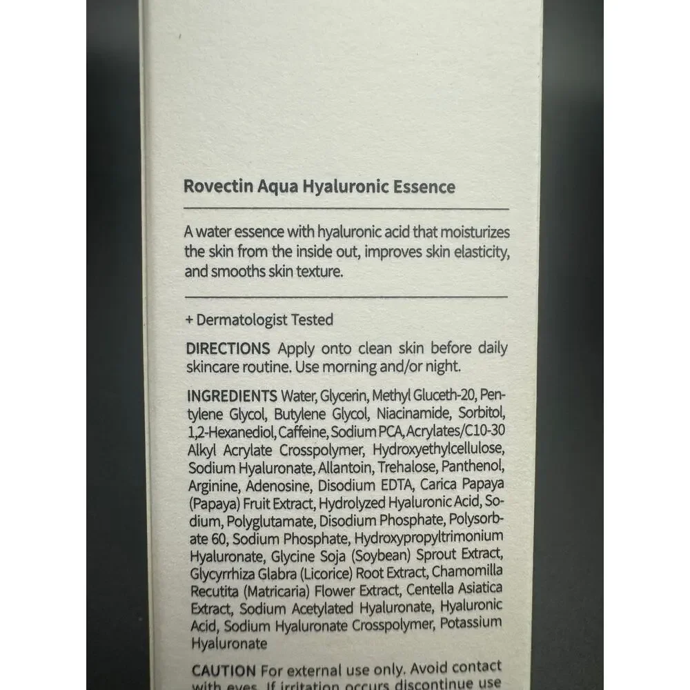ROVECTIN Aqua Hydration Hyaluronic Essence Skincare 6.08 Fl Oz/180 mL EXP 9/2028
